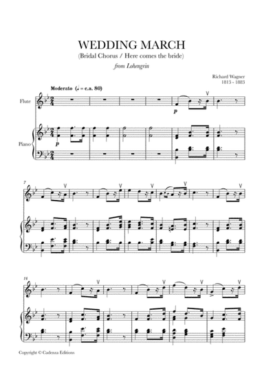 Wedding March (Bridal Chorus - Here comes the Bride) for Flute and Piano (arr. Cadenza Editions)