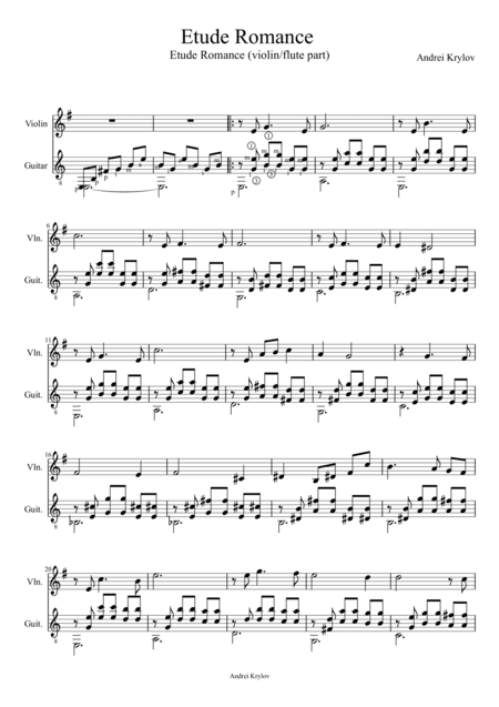 Romantic Duo of classical guitar and  Violin, Etude Romance by Andrei Krylov
