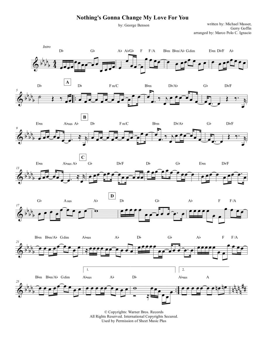 Nothing's Gonna Change My Love For You (arr. Marco Polo C. Ignacio)