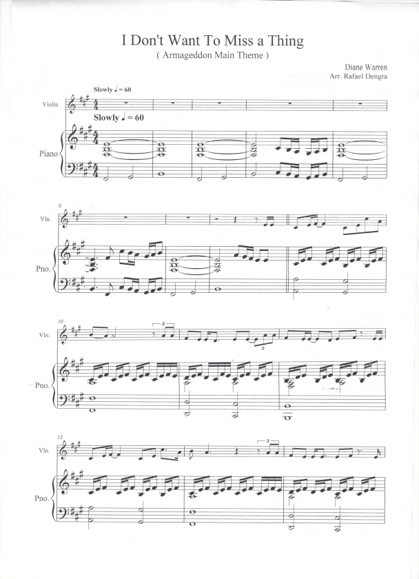 I Don't Want To Miss A Thing (arr. Rafael Dengra)