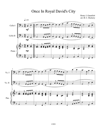 Once in Royal David's City (Cello Duet with Piano Accompaniment) (arr. B. C. Dockery)