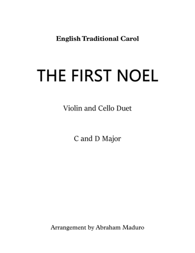 The First Noel Violin Cello Duet-Two Tonalities included (arr. Abraham Maduro)