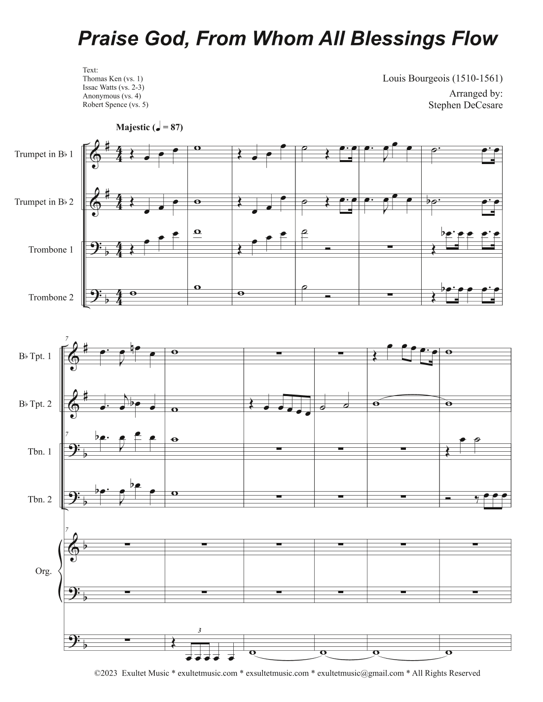 Praise God, From Whom All Blessings Flow (2-part choir - (ST) (Full Score - Alt.) - Score Only (arr. Stephen DeCesare)