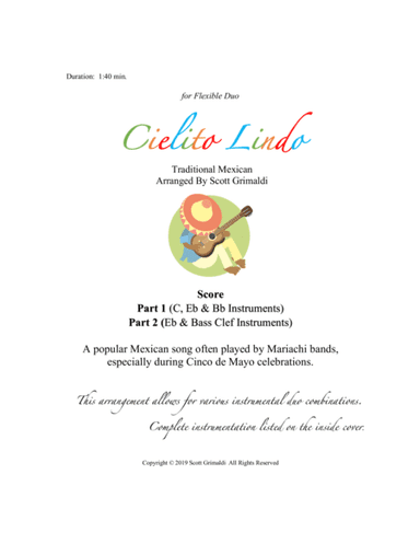 Cielito Lindo - for Flexible Duo (C, Eb, Bb & Bass Clef Instruments) (arr. Scott Grimaldi)