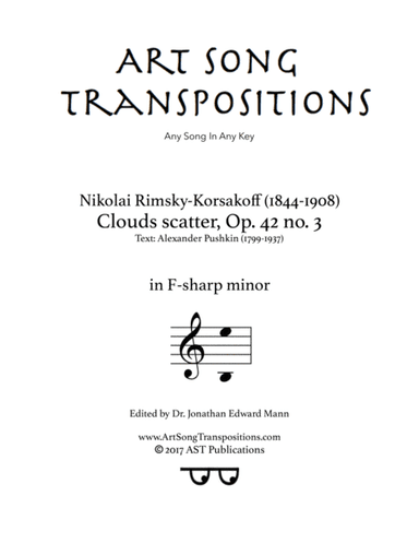Clouds scatter, Op. 42 no. 3 (F-sharp minor) (arr. ArtSongTranspositions.com)