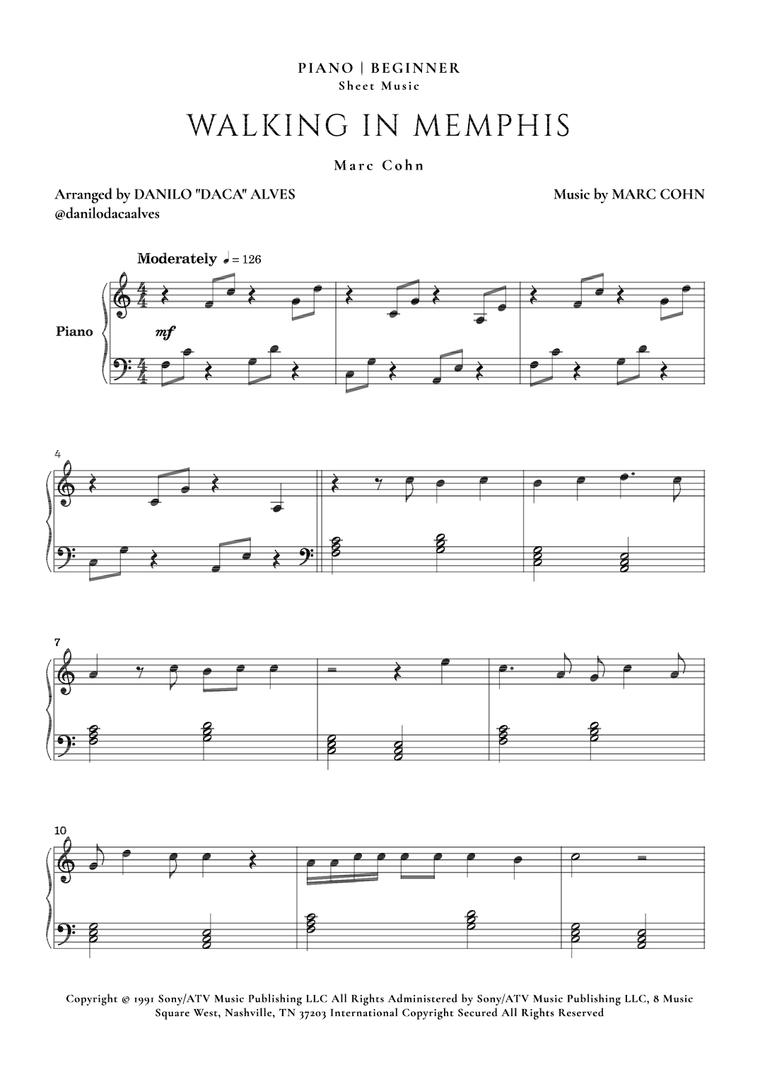 Walking In Memphis (arr. Danilo "Daca" Alves)