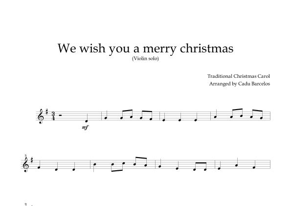 We wish you a merry Christmas (Violin solo) (arr. Cadu Barcelos)