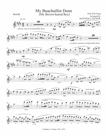 My Buachaillin Donn (My Brown-Haired Boy), Flute Part (arr. Matthew J. Packer)