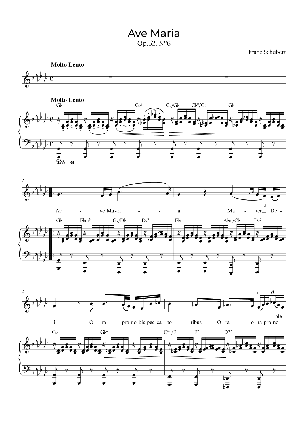 Ave Maria Schubert - Contralto with chords in Gb (arr. Alex Nunes Rodrigues)