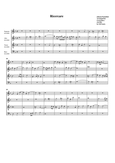 Ricercare in C minor (arrangement for 4 recorders) (arr. Gil Garty)