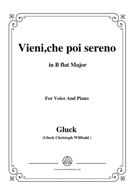 Gluck-Vieni,che poi sereno,from 'La Semiramide riconosciuta',in B flat Major,for Voice and Piano (arr. MSM)