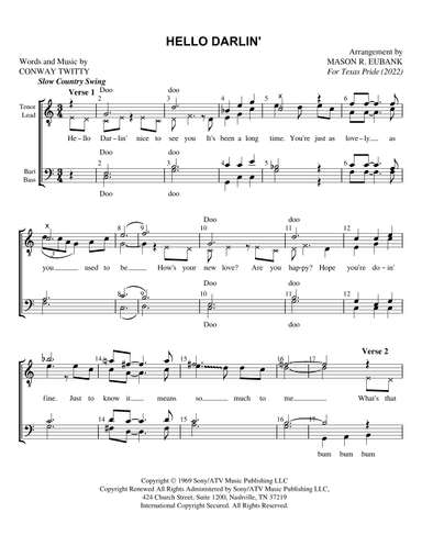 Hello Darlin' (arr. Mason R. Eubank)