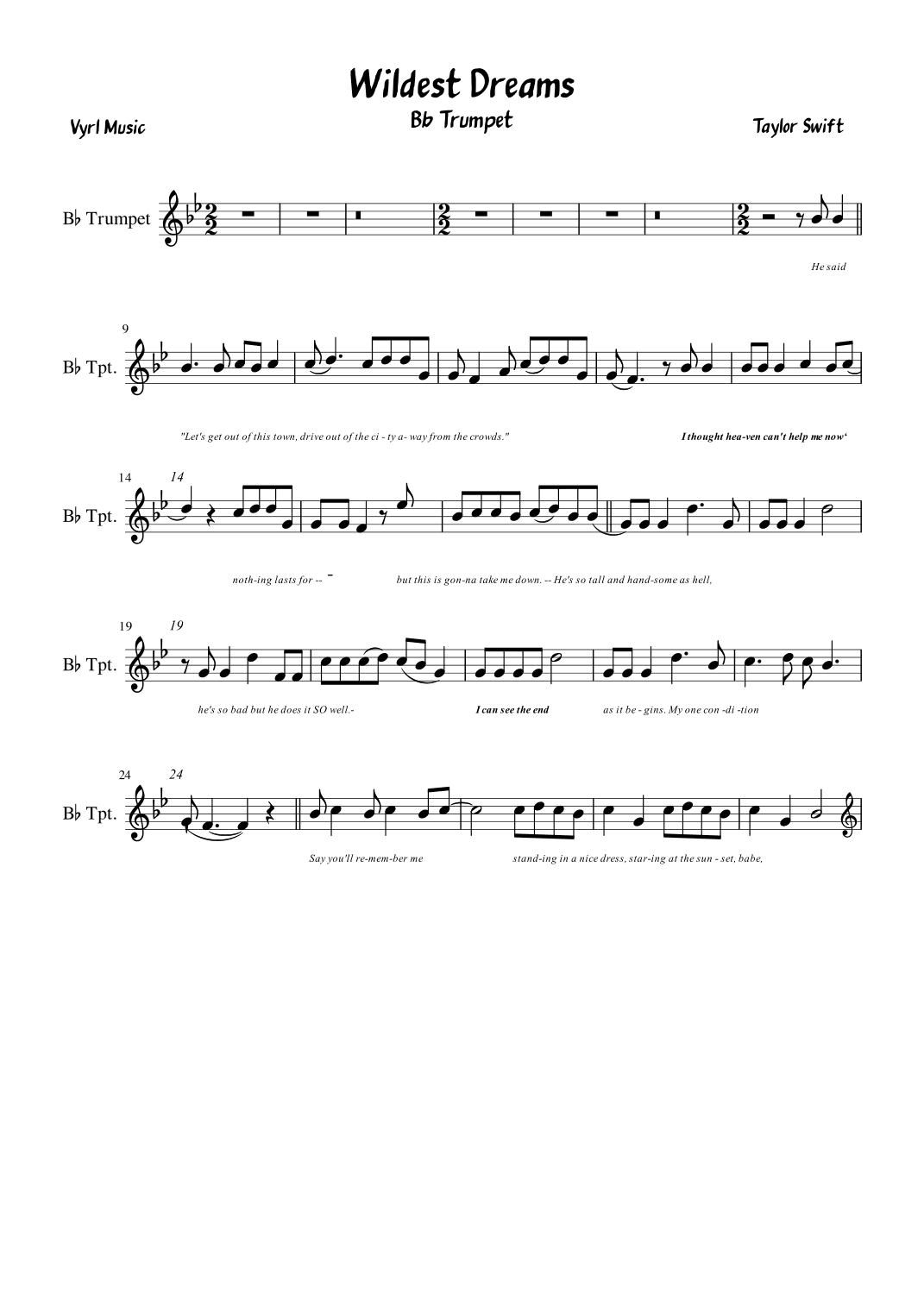 Wildest Dreams (arr. Vyrl)
