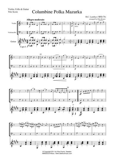 Columbine Polka Mazurka for violin, cello and guitar (arr. K. Krantz)