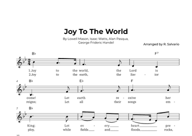 Joy To The World (Key of B-Flat Major) (arr. R. Salvario)