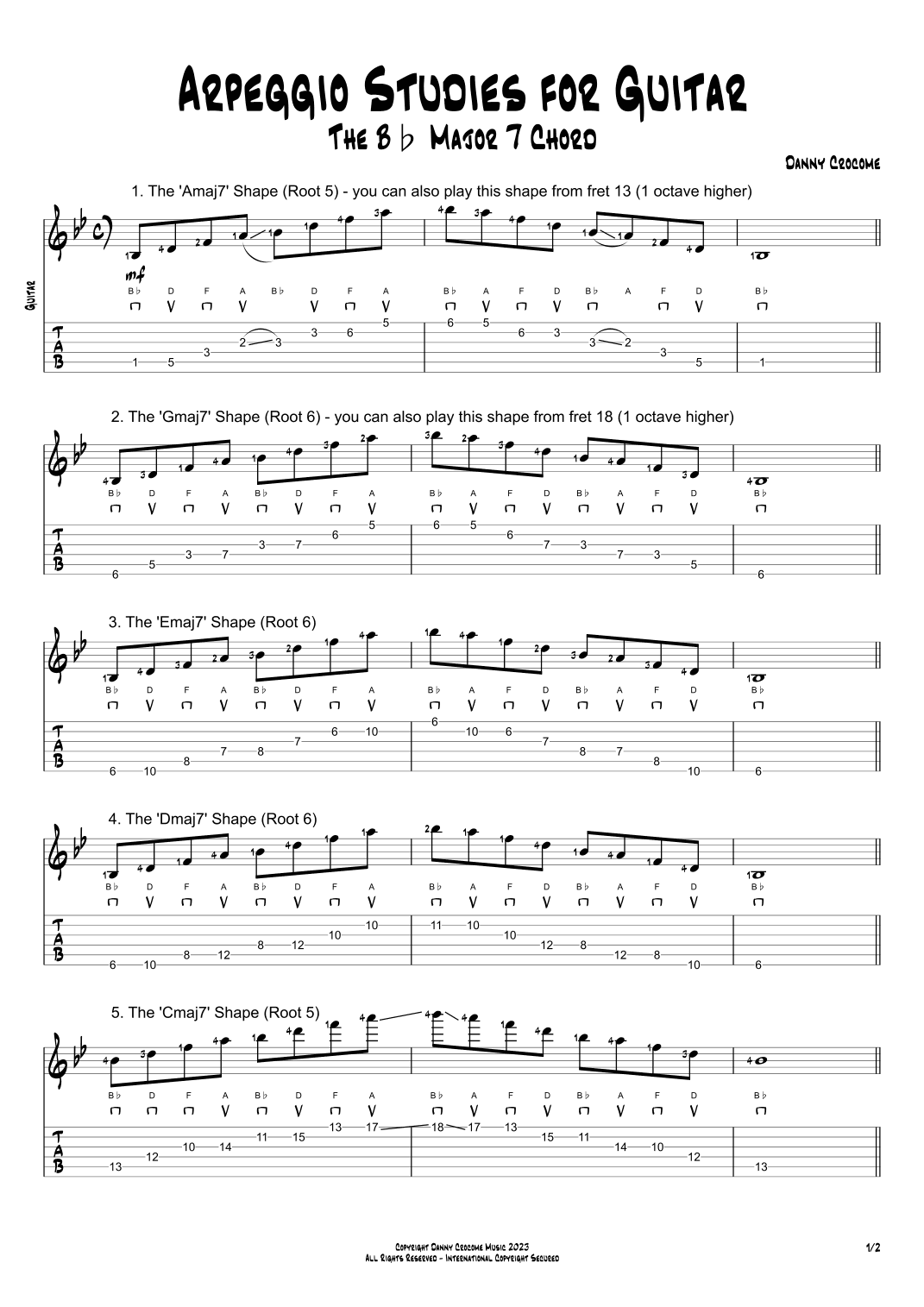Arpeggio Studies for Guitar - The Bb Major 7 Chord