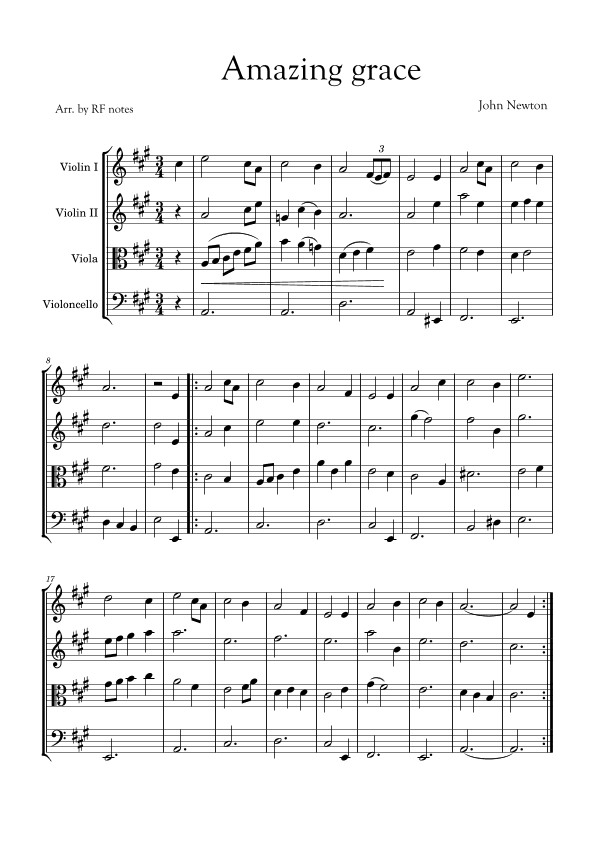 Amazing Grace (arr. RF notes)