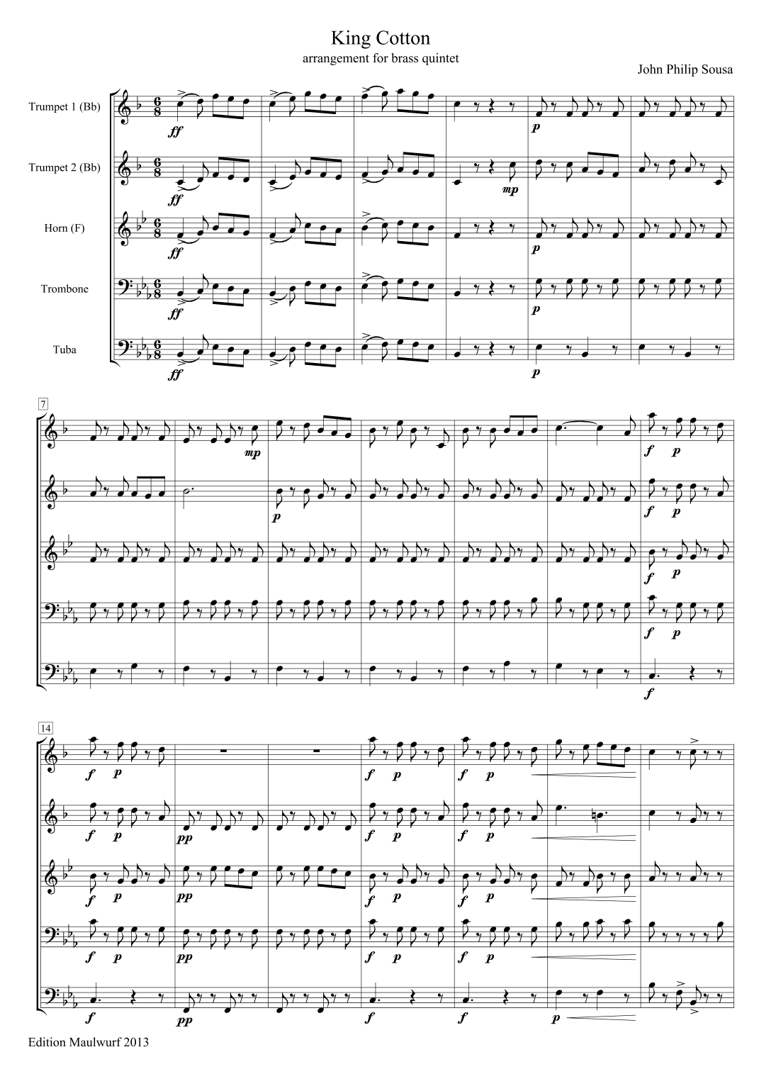 King Cotton (arr. Edition Maulwurf)