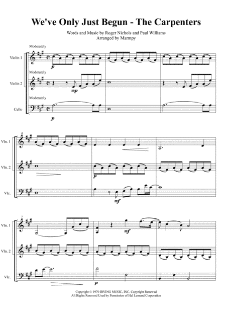 We've Only Just Begun (arr. Marmpy)