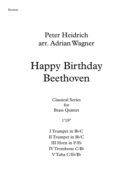 "Happy Birthday Beethoven" Brass Quintet arr. Adrian Wagner (arr. Adrian Wagner)