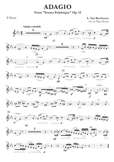 Adagio from "Sonata Pathetique" for Horn and Piano (arr. Diego Marani)