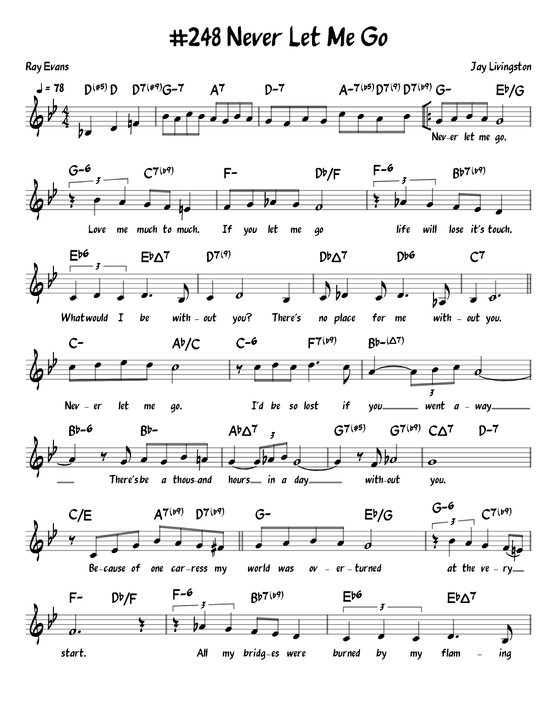 Never Let Me Go (arr. John Fries)