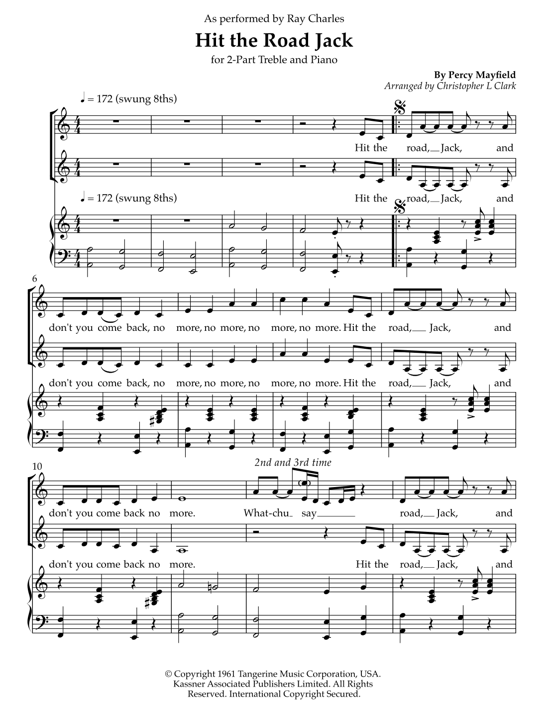 Hit The Road Jack (arr. Christopher L Clark)