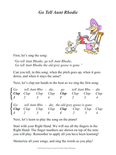 Go Tell Aunt Rhodie (Go Tell Aunt Rhody) (black key notation) (arr. Dennis Frayne, Ruth Stevenson Alling)