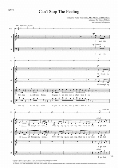 Can't Stop The Feeling! (arr. Simon Walters)