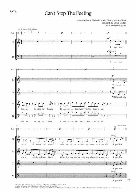 Can't Stop The Feeling! (arr. Simon Walters)