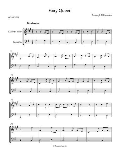 Fairy Queen - Turlough'o Carolan Clarinet and Bassoon (arr. Arezzo Music)