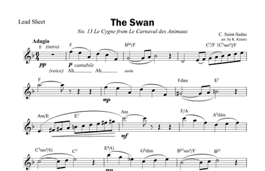 The Swan / Le cygne (F Major) lead sheet (arr. K. Krantz)