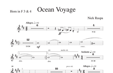 Ocean Voyage - (Full Orchestra) French Horn 3 & 4 part