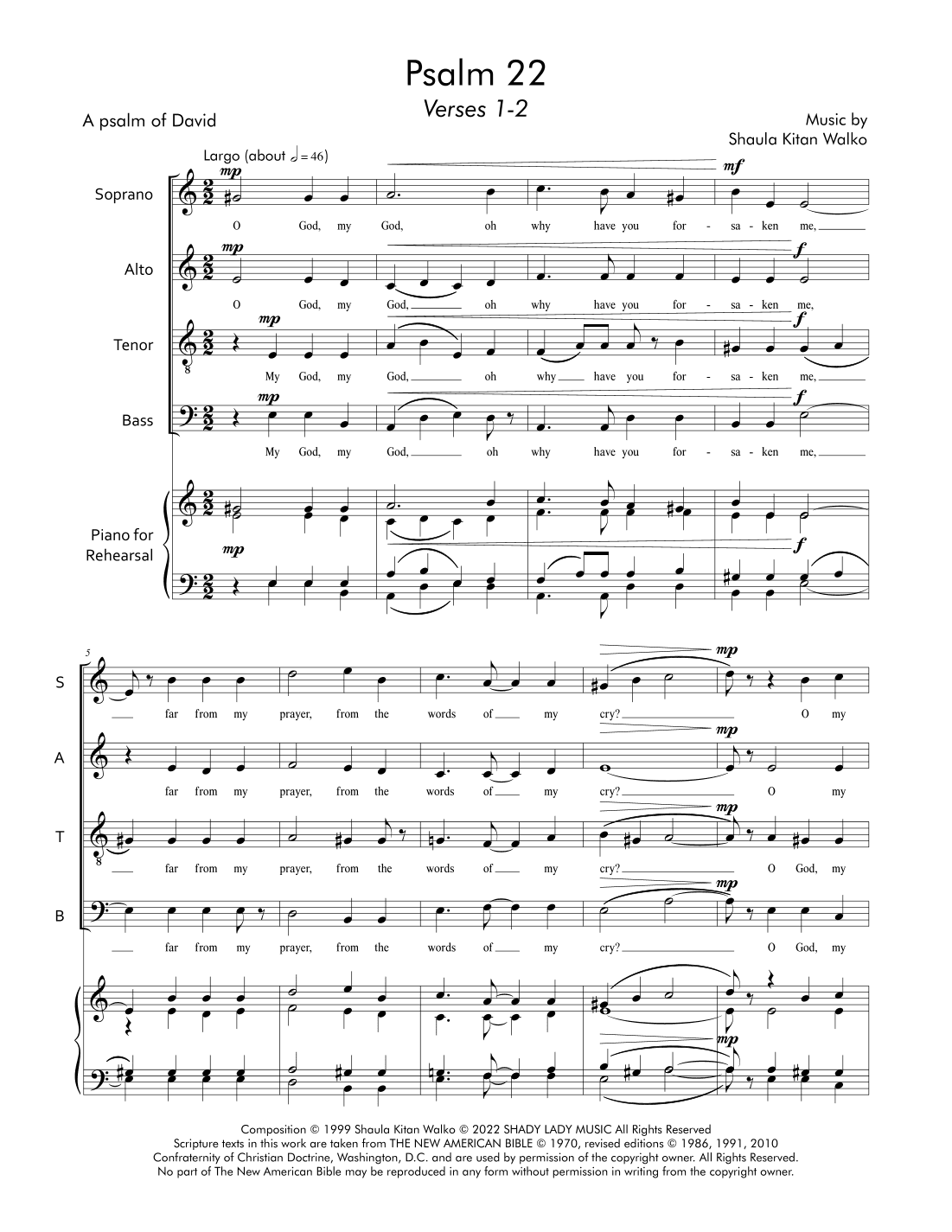 Psalm 22 (My God, My God) – SATB choir of 40-50 singers