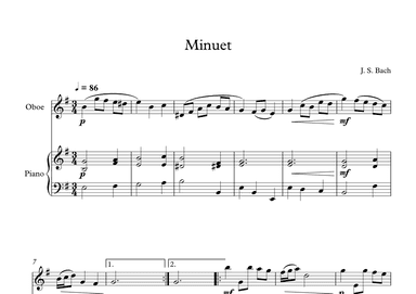 Minuet (In D Minor) - Johann Sebastian Bach (Oboe + Piano) (arr. Digital Book Music)