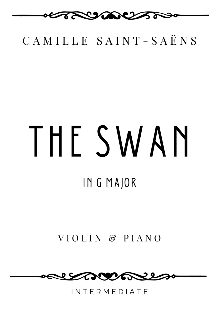 Saint-Saëns - The Swan in G Major - Intermediate (arr. Piacere Music Sheets)