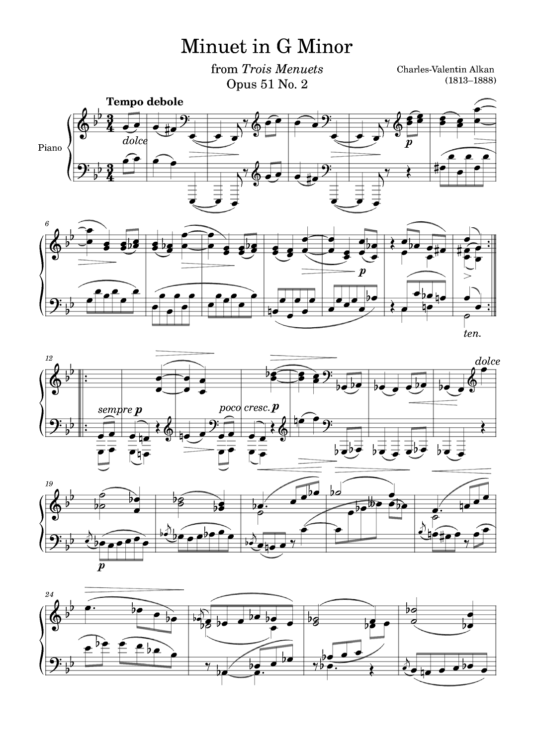 Minuet Opus 51 No. 2 in G Minor (arr. Zachary Corbett)