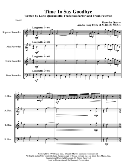 Time To Say Goodbye (arr. Doug Clyde)