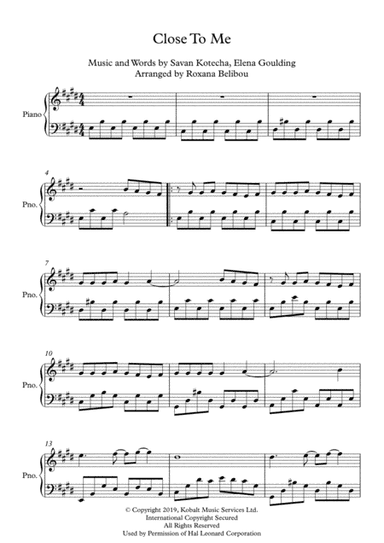 Close To Me (arr. Roxana Belibou)