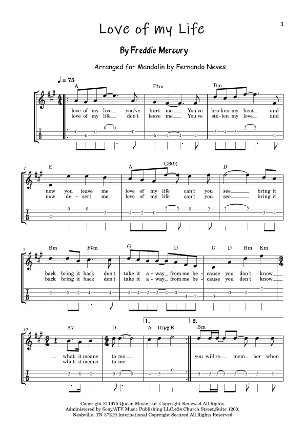 Love Of My Life (arr. Fernando Neves)