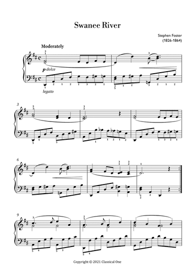 Swanee River (Easy piano arrangement) (arr. MPS)