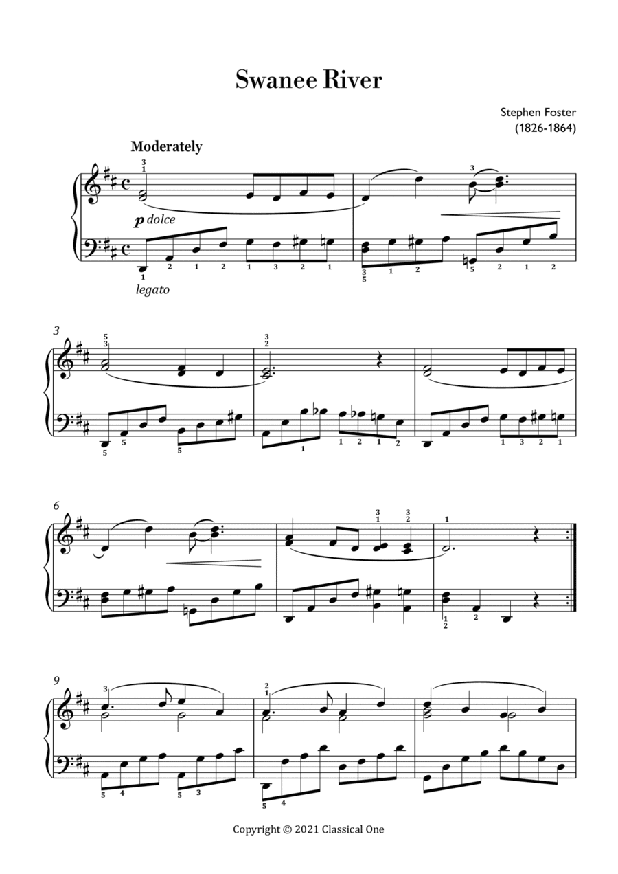 Swanee River (Easy piano arrangement) (arr. MPS)