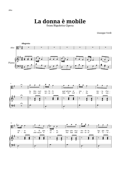 La donna è mobile in G major for Contralto and Piano (arr. Langanho)