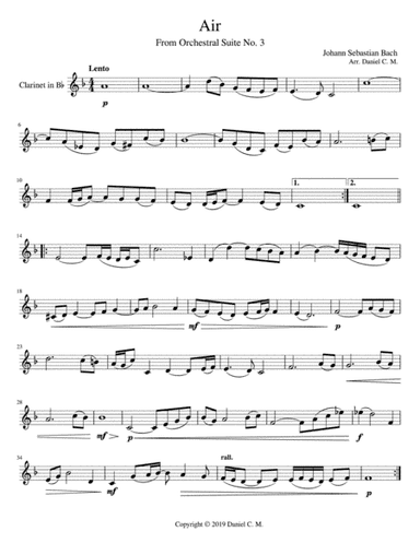 Air for A clarinet and piano (simplified) (arr. Daniel C. M.)