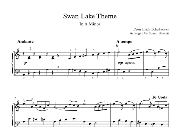 Swan Lake (in A Minor) (arr. Suzan Beyazit)