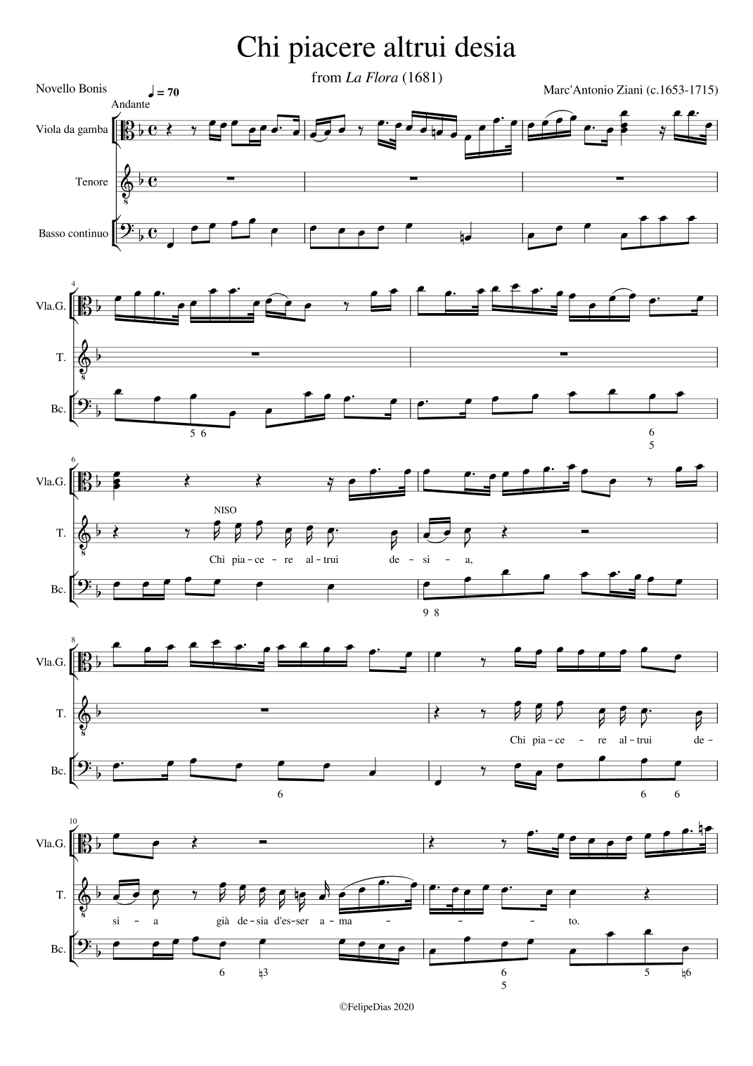 Chi piacere altrui desia (arr. Early Music Scores)