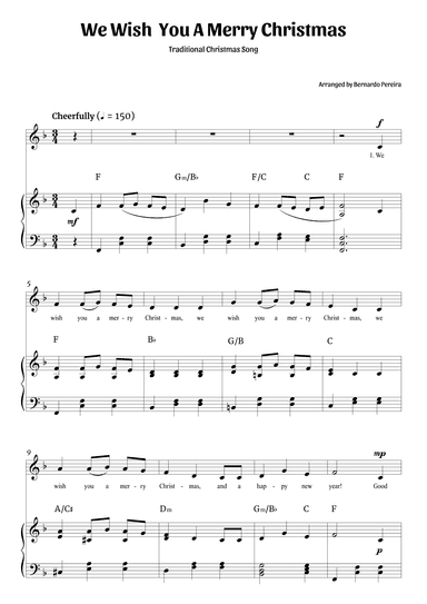 We Wish You A Merry Christmas (voice and piano – F major) (arr. Bernardo Pereira)
