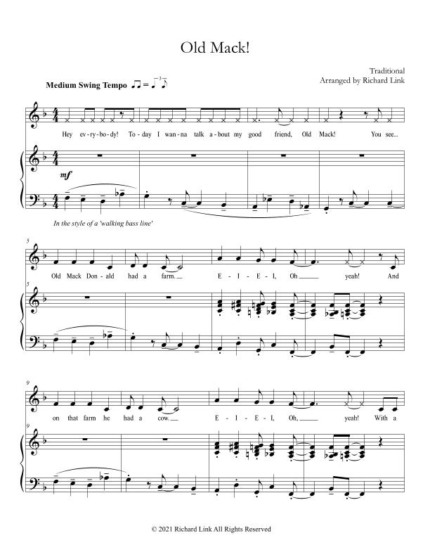 Old Mack! (A swingin version of Old Macdonald for beginner singers) (arr. Richard Link)