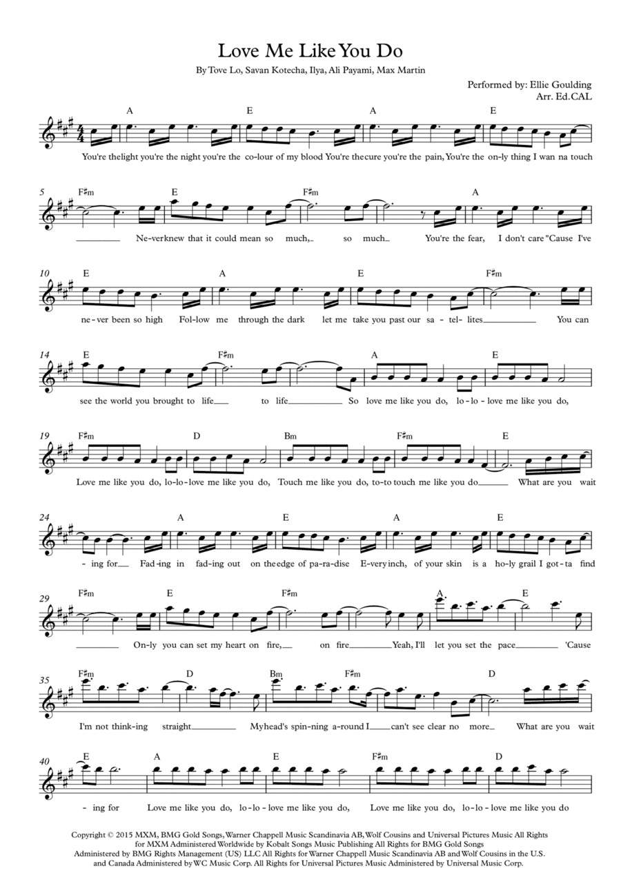 Love Me Like You Do (arr. Arr. Ed.CAL)