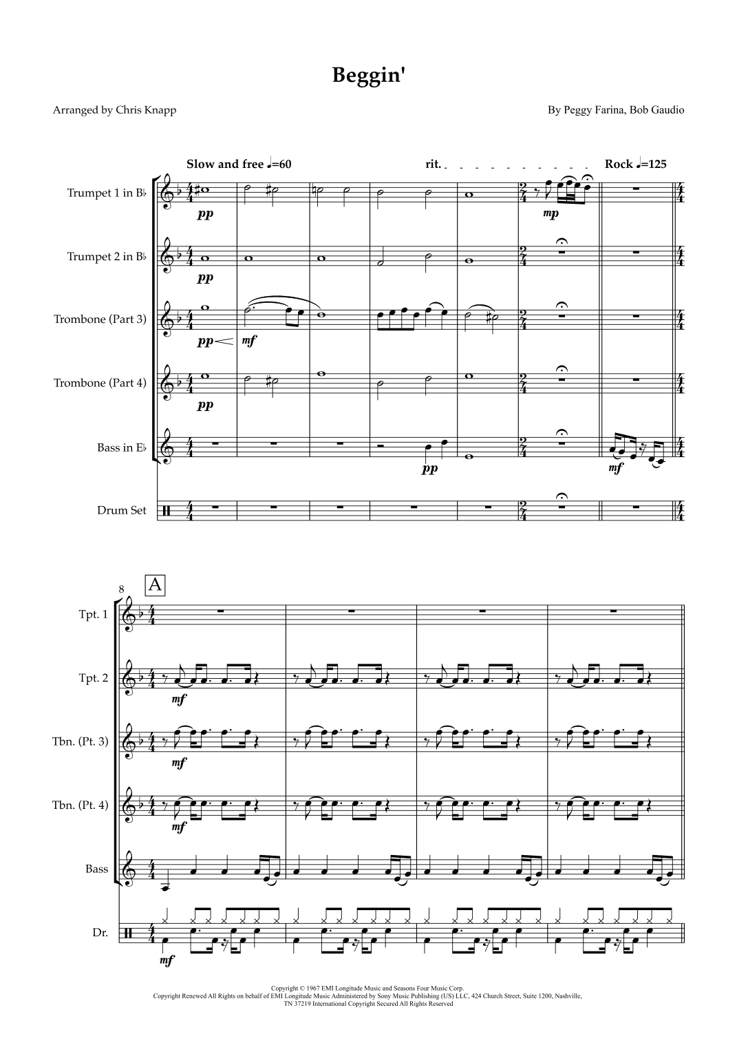 Beggin' (arr. Chris Knapp)